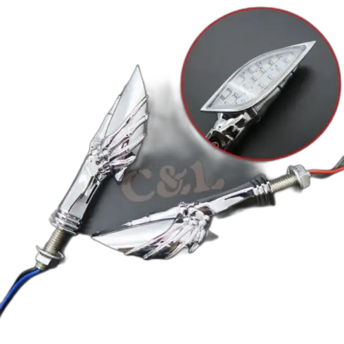 LED мигачи с череп и ръка за мотори
