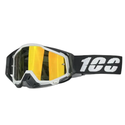 100% Racecraft 2 – Мотокрос очила, Черен мат (Златна огледална плака)