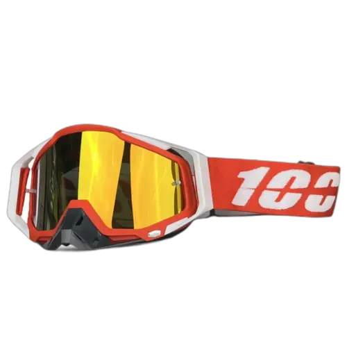 100% Racecraft 2 – Мотокрос очила, Червено-бял (Златна огледална плака)