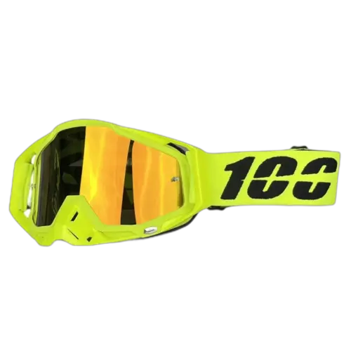 100% Racecraft 2 – Мотокрос очила, Зелен неон (Златна огледална плака)