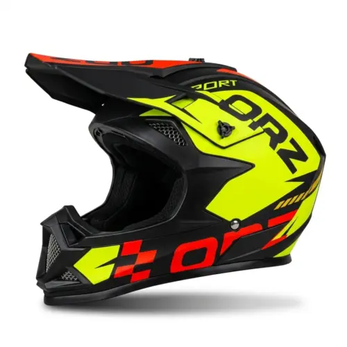 ORZ Sport MT-33 – Мотокрос Каска черен мат неоново жълто размер L – MotoManShop.com